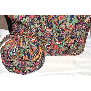Vera Bradley 2pc Set Get Carried Away Picnic/Beach Tote & Insulated Ditty Bag